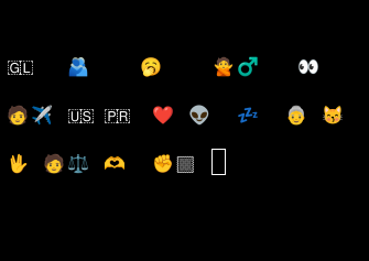sample of emoji that do not work in terminal (ptyxis in this case)